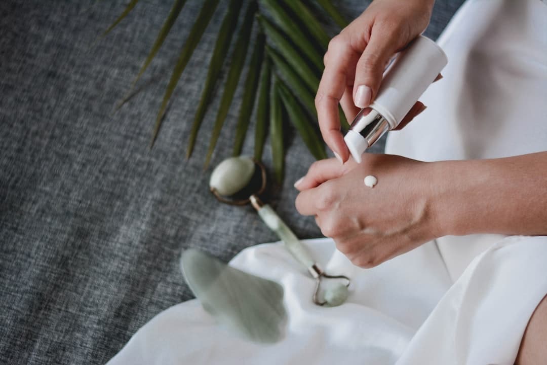 Facial massage with gua sha and jade roller
