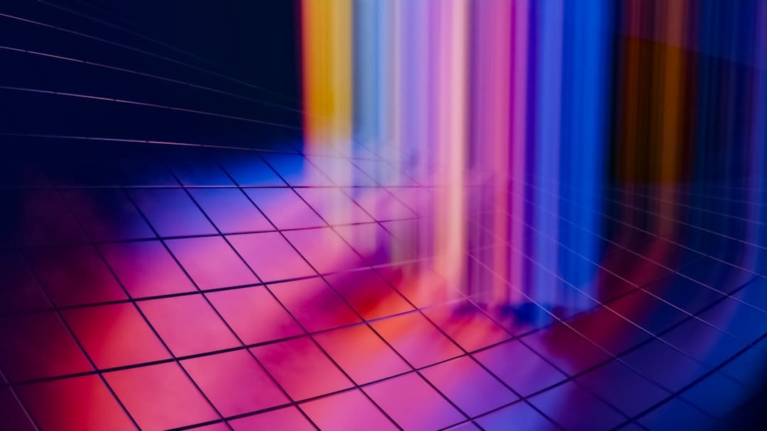 A blurry image of a tiled floor and a wall